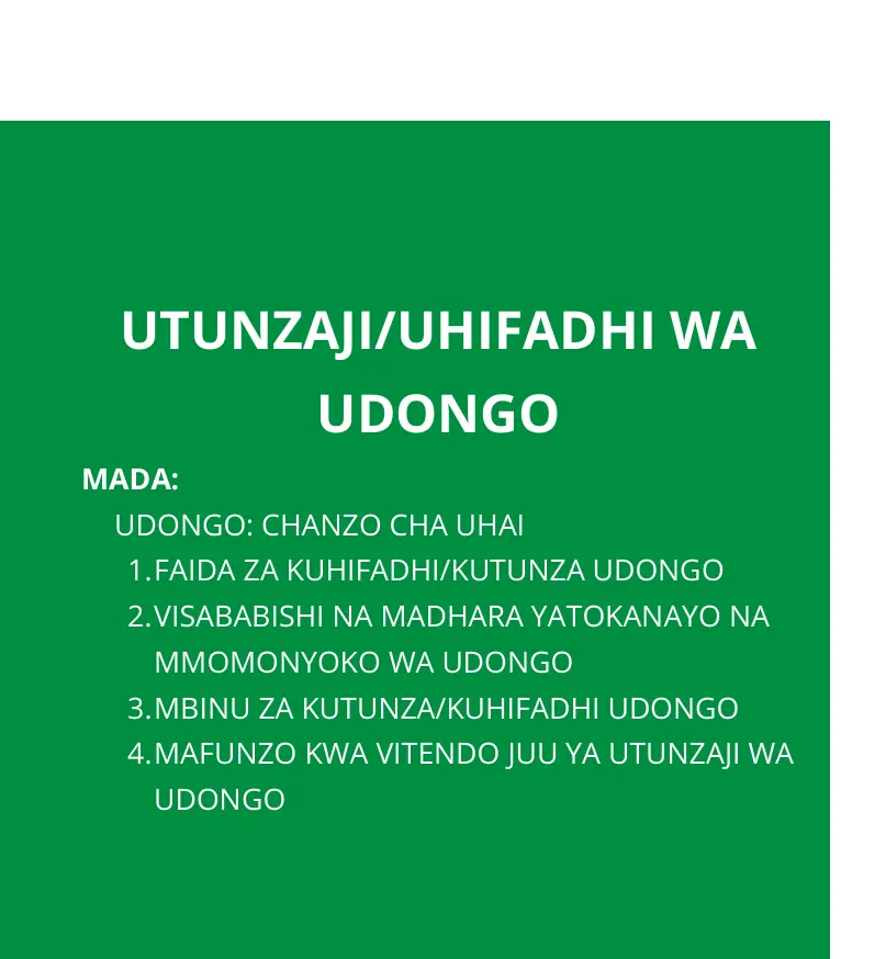 UTUNZAJI UHIFADHI WA UDONGO
